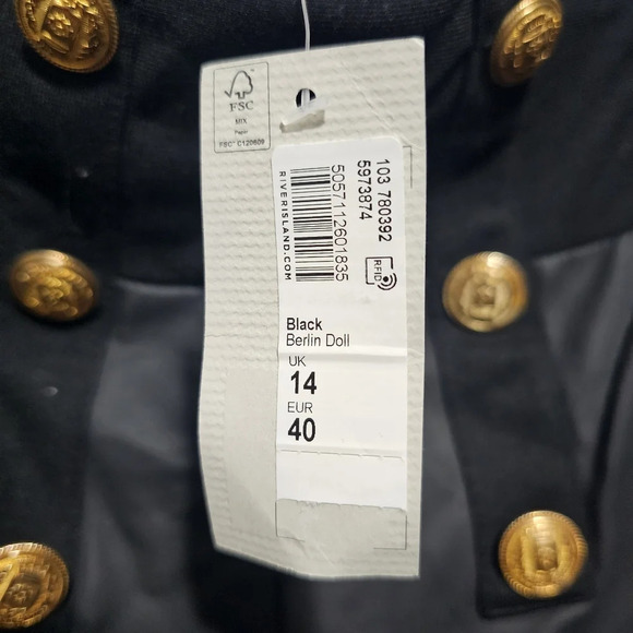 River Island High Rise Button Front Faux-Leather Leggings Black Size US 10 - Picture 5 of 9